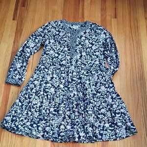 J. Crew Navy and Pink Floral Mixed-print Tiere Side Pockets Midi Dress Size Xxs